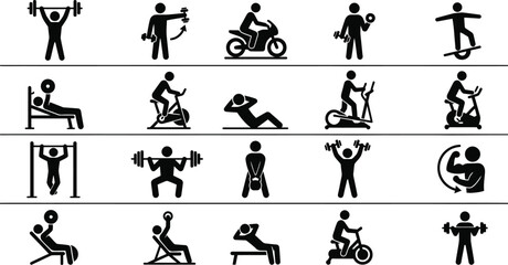 Gym Workout and Fitness Pictogram Set © Nasir
