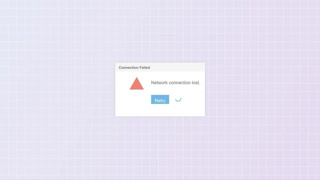 Animation of network connection lost popup with clicking retry button