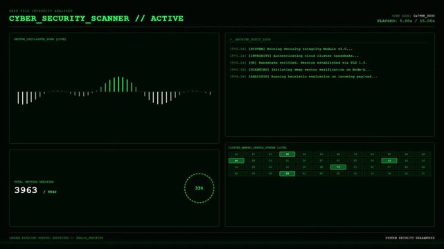 Cyber Security Scanner File Integrity Sector Oscillator Audit Animation.