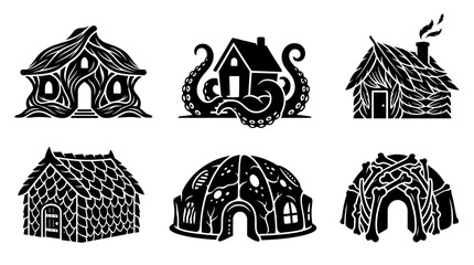 Fantasy Village Houses Collection: Mythical Dwellings Icons © yaya