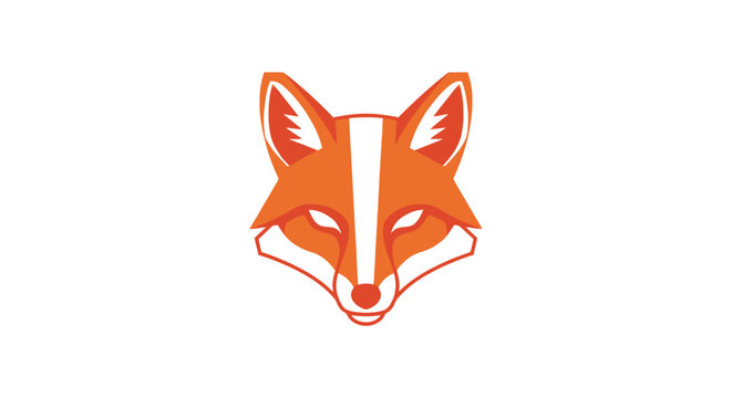 Simplified orange fox head illustration with white accents and minimal details