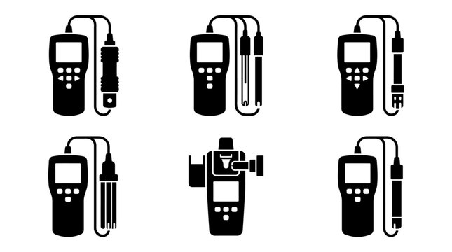 Digital Meter Icons: pH, EC, TDS, Temperature Sensors