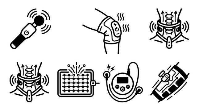 TENS Unit Icons: Pain Relief, Therapy Devices, Muscle Stimulation
