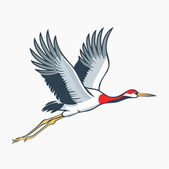 Fototapeta premium Red-crowned Crane in Flight