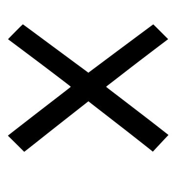 Black bold cross mark or letter X symbol, isolated on a transparent background. Perfect for cancel or error icons.