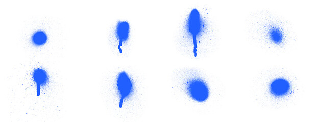 Blue Spray Paint Drip Marks Set Isolated on Transparent Background, Grunge Urban Street Art Texture Collection © PNG Queen