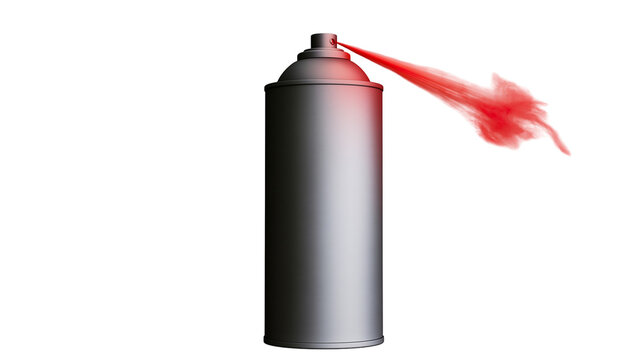 Gray spray can spraying red mist