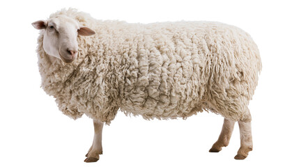 Fluffy white sheep with thick wool standing © Carmen