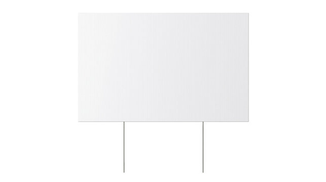 Blank white corrugated plastic yard sign with metal stakes