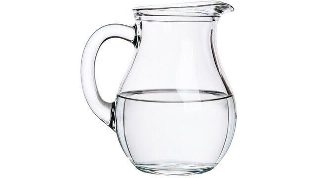 Clear glass pitcher filled with water