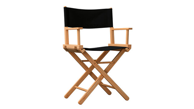 Wooden director s chair with black canvas seat and back