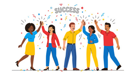 Obraz premium Happy professional team celebrating successful achievement together.