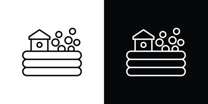 Ball pit icon set, black and white color designs