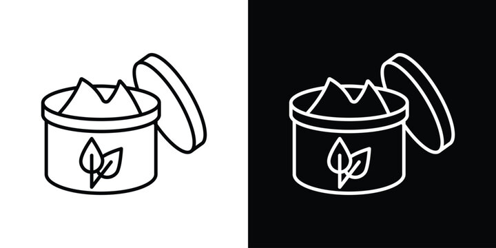 Body cream icon set, black and white color designs