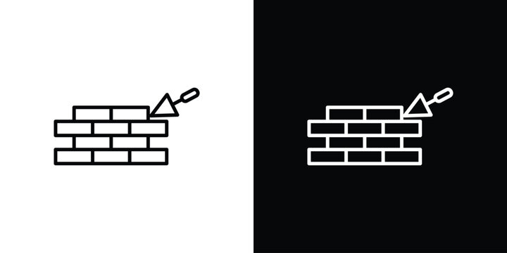 Brickwork icon set, black and white color designs