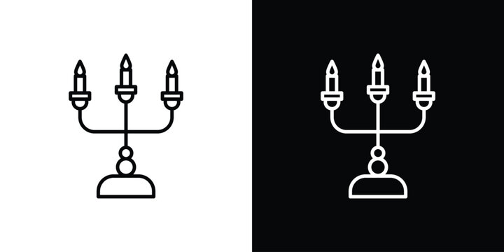 Candelabra icon set, black and white color designs