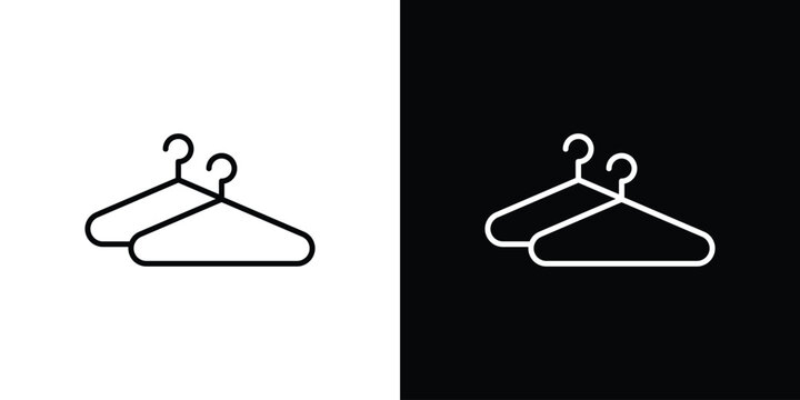 Clothes hanger icon set, black and white color designs