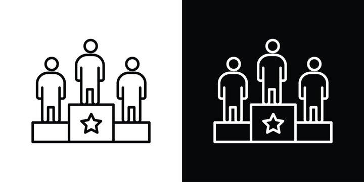 Competitors icon set, black and white color designs