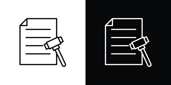 Corporative law icon set, black and white color designs