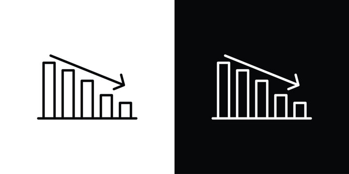 Decrease icon set, black and white color designs