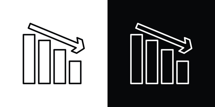 Decrease icon set, black and white color designs