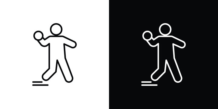 Dodgeball icon set, black and white color designs