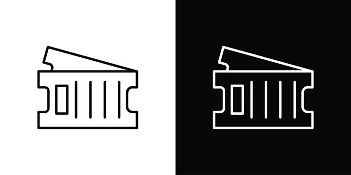 Eticket icon set, black and white color designs