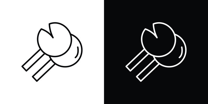 Fortune cookie icon set, black and white color designs
