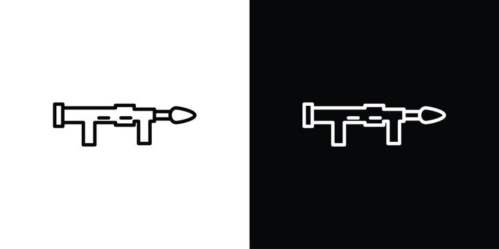 Grenade Launcher icon set, black and white color designs
