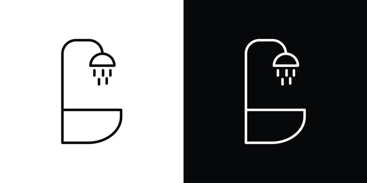 Hair washer sink icon set, black and white color designs