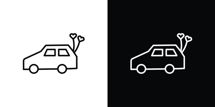 Just married icon set, black and white color designs