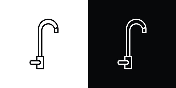 Kitchen tap icon set, black and white color designs