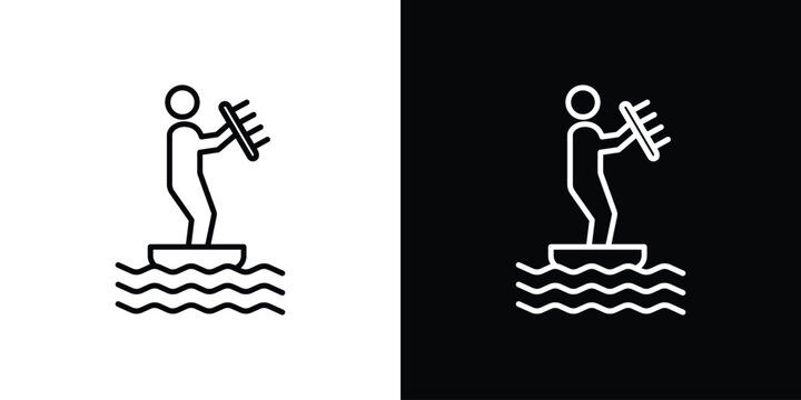 Kitesurf sign set, black and white color designs
