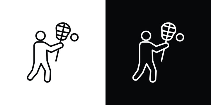 Lacrosse icon set, black and white color designs