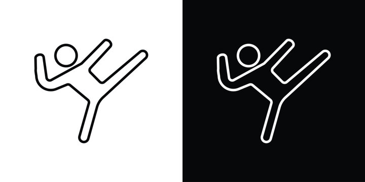 Kung fu icon set, black and white color designs
