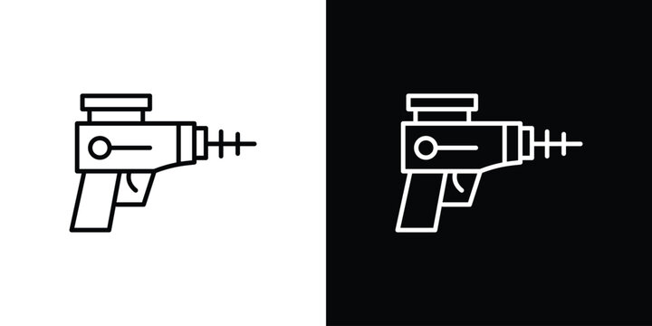 Laser gun icon set, black and white color designs