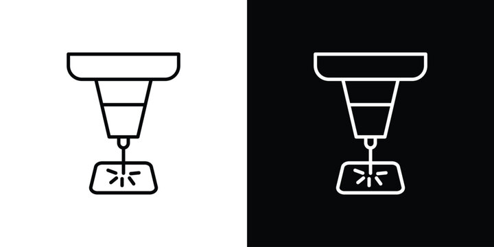 Laser machine icon set, black and white color designs