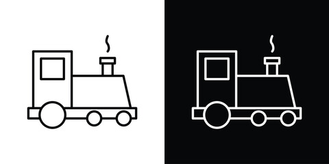 Locomotive icon set, black and white color designs © Dingdong