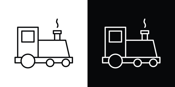 Locomotive icon set, black and white color designs