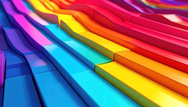 A vibrant, abstract pattern of colorful, flowing lines and shapes suggests movement and energy.
