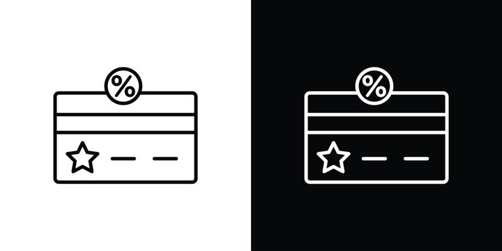 Loyalty card icon set, black and white color designs