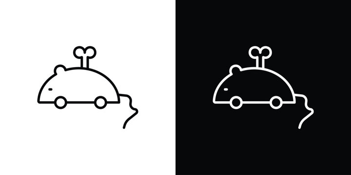 Mouse toy icon set, black and white color designs