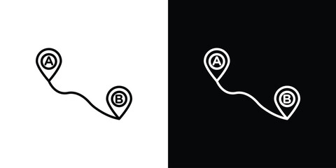 Path A to B icon set, black and white color designs © Dingdong
