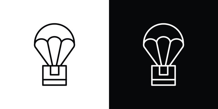 Parachute icon set, black and white color designs