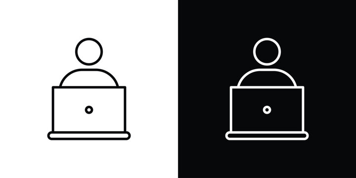 Programmer icon set, black and white color designs
