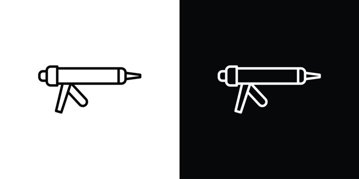 Sealant gun icon set, black and white color designs