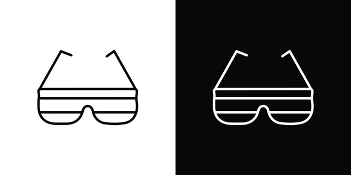 Shutter sunglasses icon set, black and white color designs