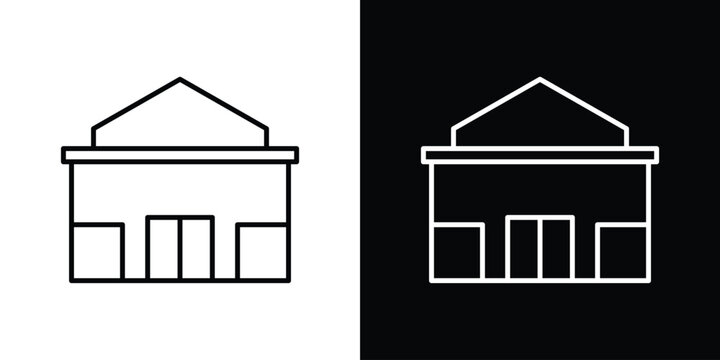 Showroom icon set, black and white color designs