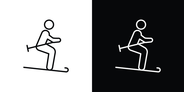 Skii icon set, black and white color designs
