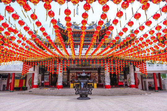 January 13, 2023: Thean Hou Temple located in Kuala Lumpur, Malaysia.  It was built by Hainanese living in Malaysia, constructed from 1981 and completed in 1987, officially opened in 1989.